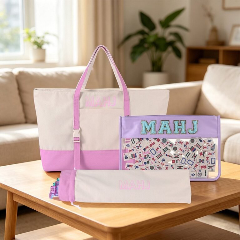Blush Pink 3-Piece Mahjong Bag Set