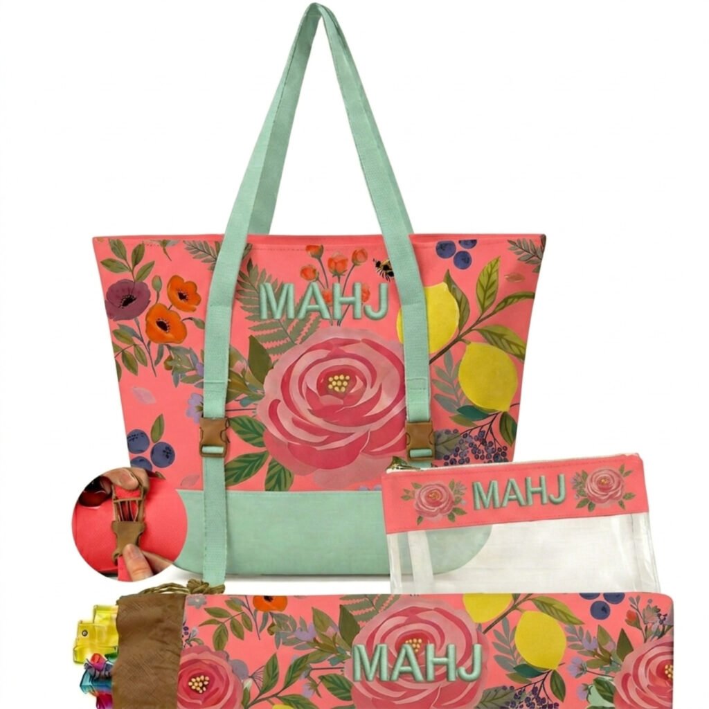 Red Rose 3-Piece Mahjong Bag Set