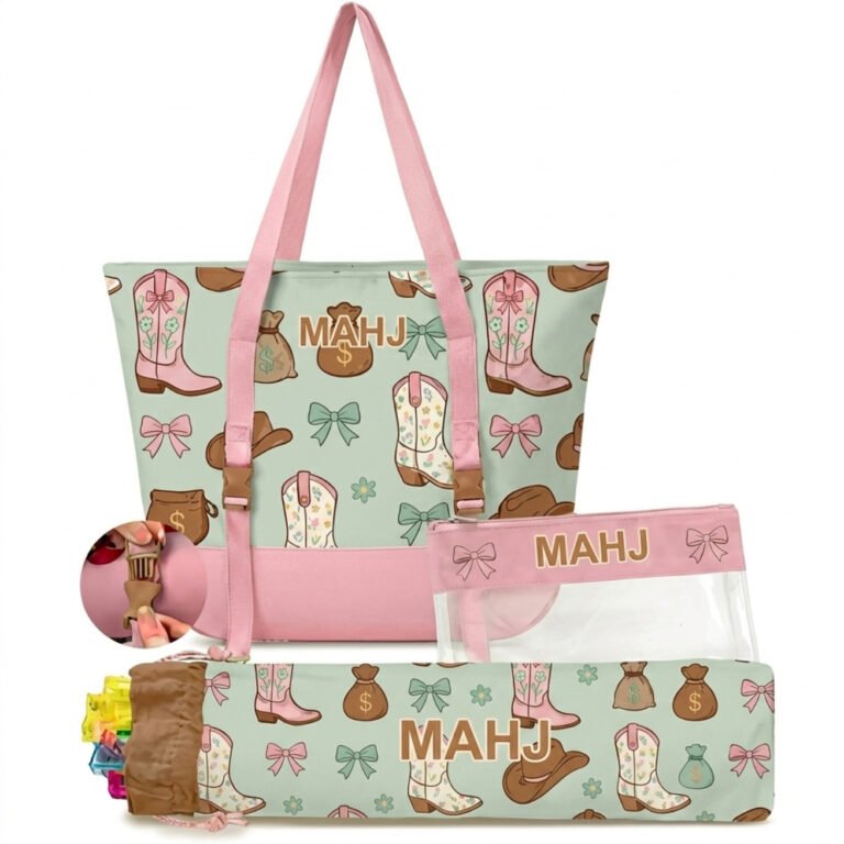 Green High Heel 3-Piece Mahjong Bag Set