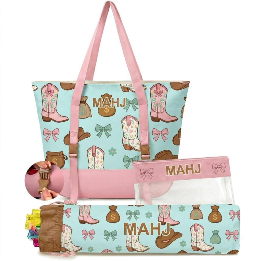 Blue High Heel 3-Piece Mahjong Bag Set