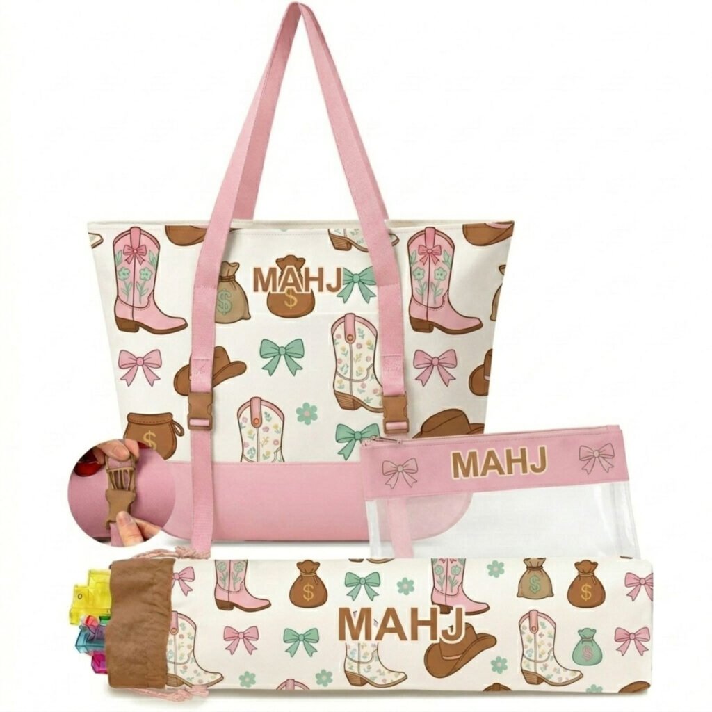 White High Heel 3-Piece Mahjong Bag Set