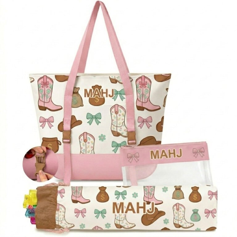 White High Heel 3-Piece Mahjong Bag Set