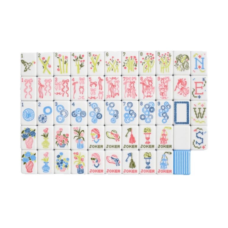 Blue Garden Double-Sided Acrylic American Mahjong Tile Set