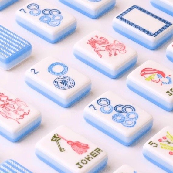 Blue Garden Double-Sided Acrylic American Mahjong Tile Set product detail