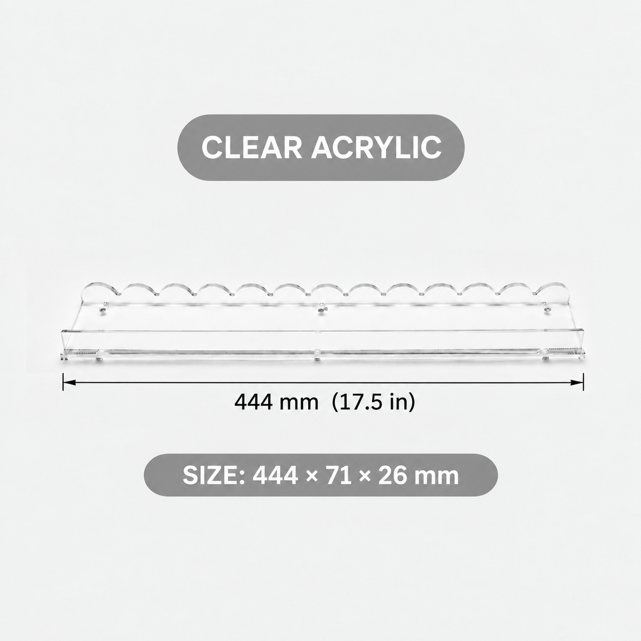 Clear Acrylic Magnetic Wave Mahjong Rack Set of 4 – 17.5 in – English specifications Clear Acrylic Magnetic Wave Mahjong Rack Set of 4 – 17.5 in English size guide