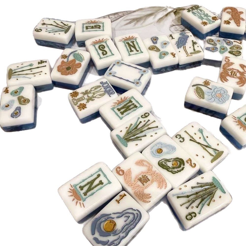 Coastal Garden Acrylic American Mahjong Tile Set