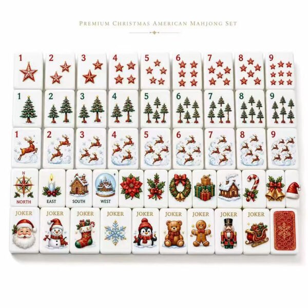 Five-Star Reindeer Christmas 36mm American Mahjong Tile Set arranged tile set