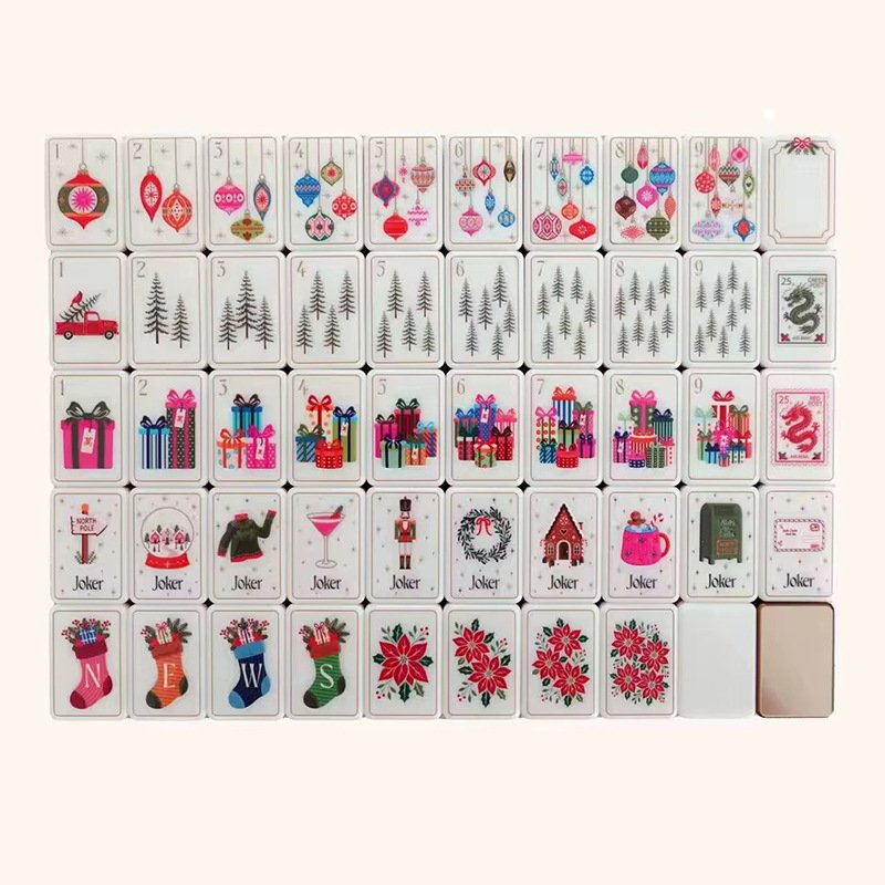 Merry Ornaments Christmas 36mm American Mahjong Tile Set arranged tile set
