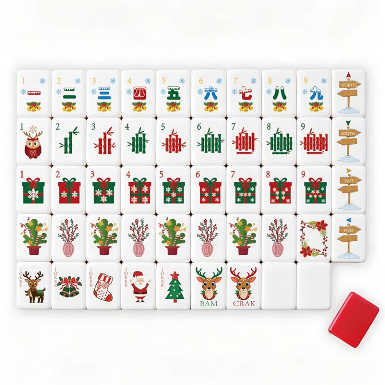 North Pole Reindeer Christmas 32mm American Mahjong Tile Set arranged tile set