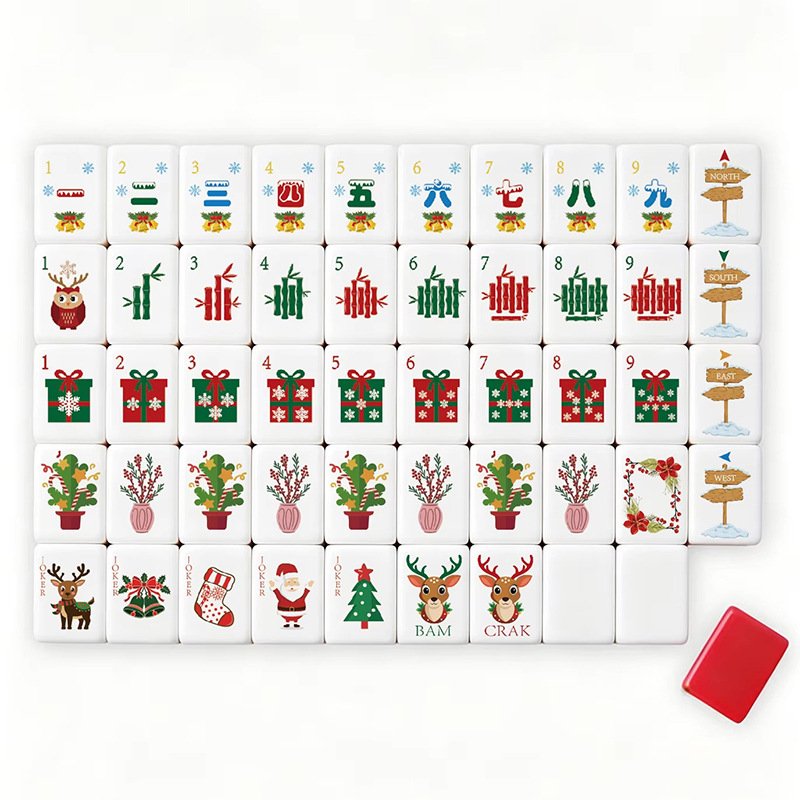 North Pole Reindeer Christmas 32mm American Mahjong Tile Set arranged tile set