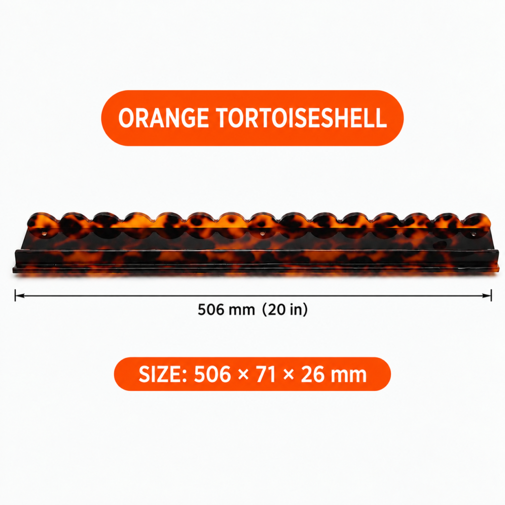 Orange Tortoiseshell Magnetic Wave Mahjong Rack Set of 4 – 20 in English size guide