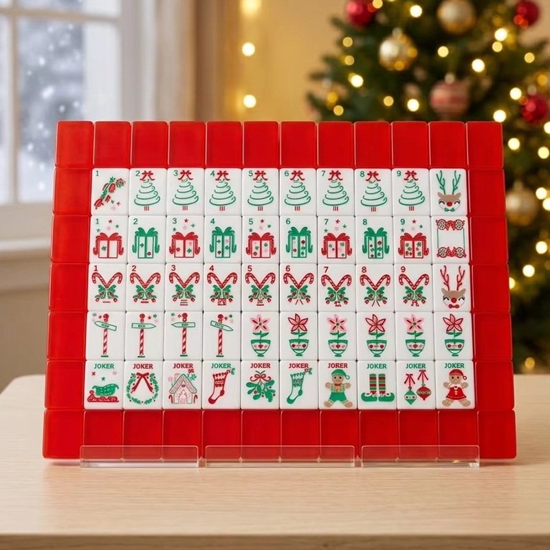 Red Jelly Christmas 36mm American Mahjong Tile Set arranged tile set