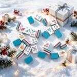 Christmas Mahjong tiles with stockings candy trees wreaths and four-layer acrylic edges