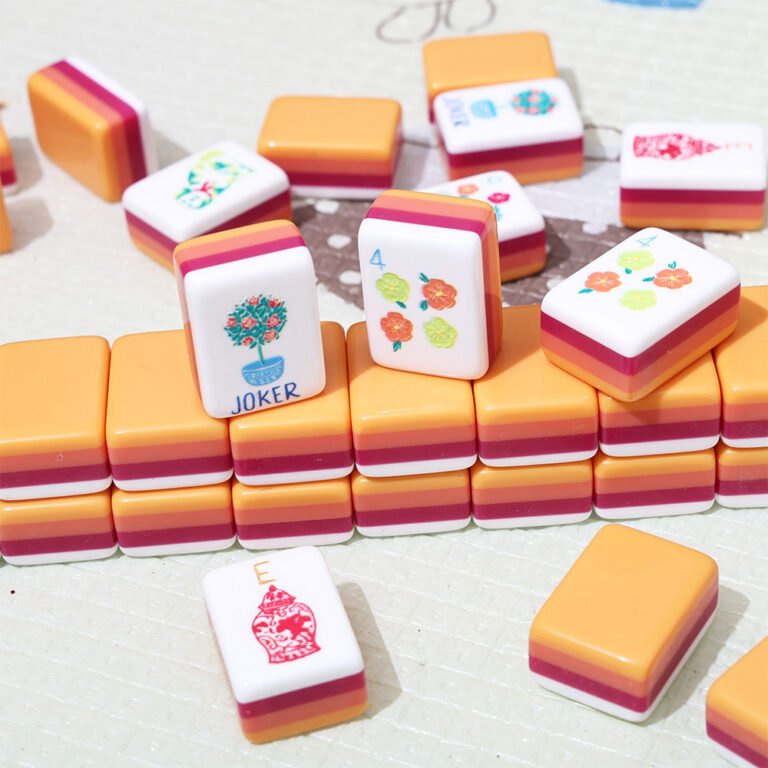 Orange berry red blush and white layered American Mahjong tiles